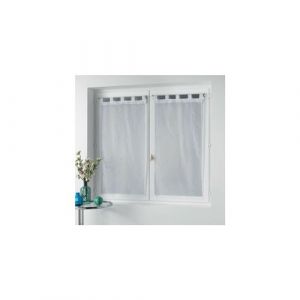 Voilages Paire de voilage à p ants imprimé métallisé 60 x 160 cm Orion Blanc
