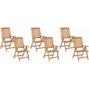 Beliani Lot de 6 chaises de jardin pliantes en bois JAVA