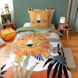 Linnea Parure de lit enfant 140x200 cm microfibre REY le lion roi de la jungle