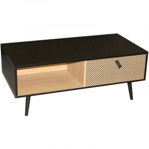 Image de Urban living Table basse contemporaine effet bois Chelsea - L. 100 x H. 40 cm - Noir