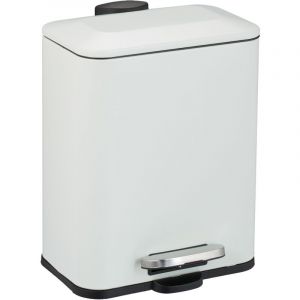 Relaxdays 5 L Poubelle de Bain à pédale, Panier Seau intérieur Amovible et Couvercle Amorti, Fer Mat, Blanc