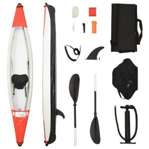 VidaXL Kayak gonflable rouge 375x72x31 cm polyester, pagayer, kayak de pêche, pagaie de kayak, kajak, kayak assis, kayak de mer, canoë