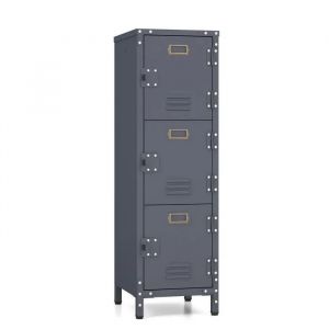 Costway - Armoire à Casiers, Armoire Metallique Rangement Modulaire, Porte avec Loquet, Support d'Étiquette, Pieds Réglables, Kit Anti-Renversement,