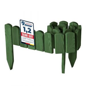 Garronda cl&ocirc;ture de Jardin en Bois Bordure Jardin Cloture Jardin Exterieur, Palissade Bordurette Longueur: 100 cm GD-0148 (Vert Fonc&eacute;, Hauteur : 10