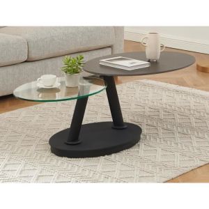 Image de Table basse avec plateaux pivotants en c&eacute;ramique, verre tremp&eacute; et m&eacute;tal - Anthracite et Noir - tanioli de Maison C&eacute;phy