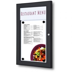 Showdown Displays - Porte-menu mural 1 x A4 noir led avec bandeau personnalisable - Noir