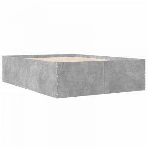 VidaXL Cadre de lit gris béton 140x190 cm bois d'ingénierie, meuble de chambre à coucher, sommier, lit à panneaux, lit, lit double, lit plate-forme