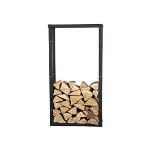 Porte-b&ucirc;ches robuste pour le bois de chauffage et le bois d'allumage, support en bois ind&eacute;pendant, en fer, 100 x 60 cm - avec plots en caoutchouc