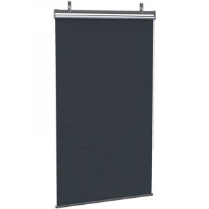 Outsunny Store ext&eacute;rieur Vertical Store Manuel r&eacute;tractable Store Pare-Soleil Enroulable dim. 124L x 222H cm Installation sans per&ccedil;age alu. Polyester Haute densit&eacute; Gris fonc&eacute;
