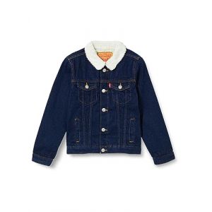 Veste droite coton denim col sherpa