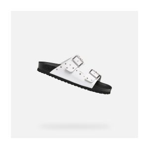 Geox J Adriel Girl J Sandale, White/Silver, 36 EU