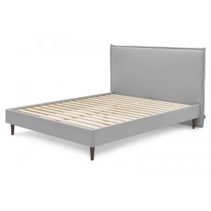 Bobochic Structure de lit SARY avec lattes massives pieds bois wengé 160 x 200 cm Gris