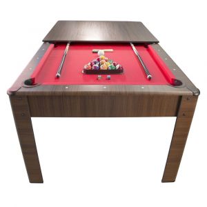 Playmobil Billard Américain AMBIANCE 7Ft - 226,5 x 126,5 x 80 cm avec accessoires et plateau dînatoire - Couleur Chêne et Tapis Rouge
