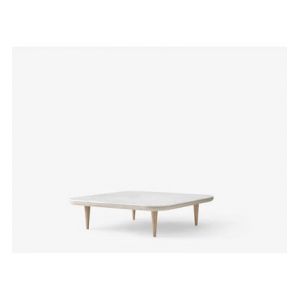 &tradition Table basse Fly - Marbre blanc Carrera - Chêne blanc huilé - 120 x 120 cm