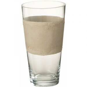 Vase Déco en Verre "Delph" 25cm Transparent & Beige Prix
