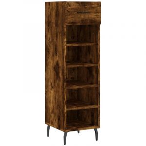 VidaXL Meuble à Chaussures, Armoire à Chaussures avec Tiroir et Pieds, Étagère à Chaussures avec 5 Compartiments Salon, Chêne Fumé Bois d'Ingénierie