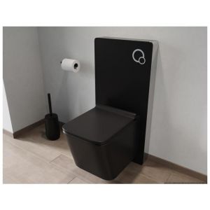 Pack WC suspendu noir mat avec bâti-support décoratif - CLEMONA