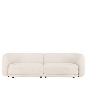 Canapé droit arrondi 3,5 places en tissu et métal - Écru - Cielo