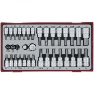 Jeu de douilles/embouts 1/4 3/8 Plat- ph- pz- tx-- hex 35 pi&egrave;ces Teng Tools TTBS35