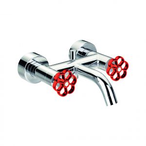 Paini France Paini - Mélangeur bain douche Induss, chrome - manette rouge