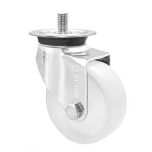 Wagner Roulette pivotante - diamètre Ø 75 mm, hauteur totale 100 mm, acier galvanisé, blanc, plaque avec filetage M10x17, capacité de charge 60 kg - 03208101