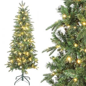 Homcom Sapin de No&euml;l artificiel - slim - 150 lumi&egrave;res 8 modes d&eacute;clairage 431 branches - plastique ignifuge - 150H cm - vert