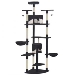 VidaXL Arbre à chat avec griffoirs en sisal 203 cm Noir et Blanc