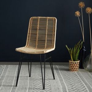 Bois Dessus Bois Dessous Chaise en rotin et pieds métal