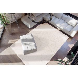 Prix Tapis G&eacute;om&eacute;trique &agrave; Poils Longs bijou Blanc & Or 80 X 150 Cm