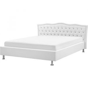Beliani Lit design en cuir blanc 180 x 200 cm METZ