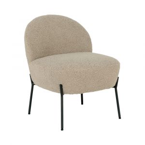Fauteuil en tissu bouclette et m&eacute;tal sable