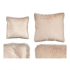 Gift Decor Coussin crème avec Fourrure synthétique 40 x 2 x 40 cm