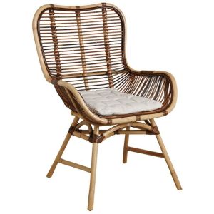 Aubry Gaspard Fauteuil en rotin croco avec coussin Bontang