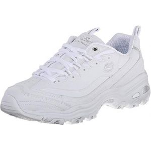 Skechers D'Lites-Fresh Start, Baskets Femme, Blanc Argenté, 39.5 EU