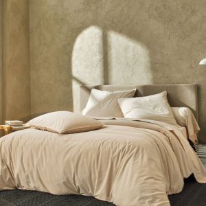 Blanc des vosges Drap percale lav&eacute;e Boh&egrave;me -280 x 310 cm-Cr&egrave;me