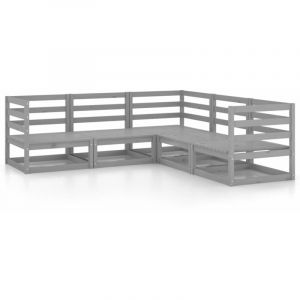 VidaXL Canap&eacute; d'ext&eacute;rieur 5 pi&egrave;ces en pin massif coloris gris Vida XL