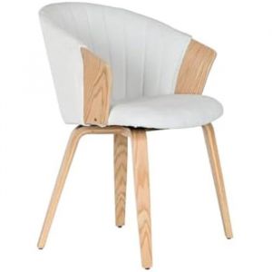 Dining Chair Home ESPRIT White Polyester Wood 60 x 57,5 x 79 cm