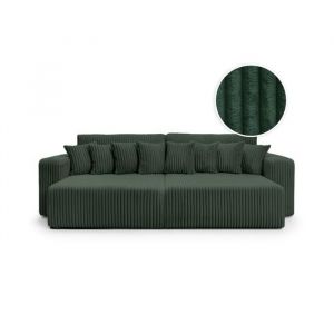 Loungitude Canapé droit 4 places double méridienne velours côtelé épais vert