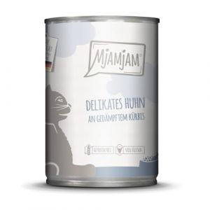 MjAMjAM - Nourriture Humide Premium pour Chats - Poulet d&eacute;licat accompagn&eacute; de courge &agrave; la Vapeur, 1 Paquet (1 x 400g), sans c&eacute;r&eacute;ales avec Un suppl&eacute;ment de Viande