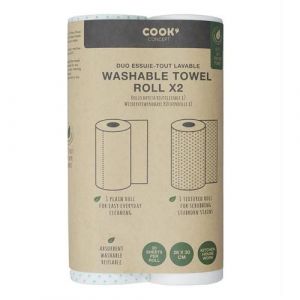 Lot de 2 Rouleaux Essuie Tout "R&eacute;utilisable" 28cm Blanc Prix