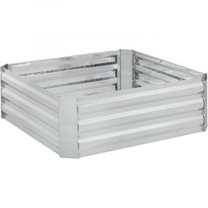 Relaxdays Carré potager, métal galvanisé, fleurs, plantes et légumes, HxLxP : 30x90x90 cm, jardinière d’extérieur, gris