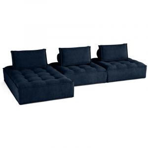 Marisol - canapé d'angle modulable 4 places - velours texturé - Bleu