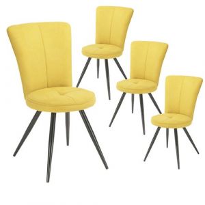 PARIL - Lot de 4 Chaises Matelass&eacute;es Jaunes - Altobuy