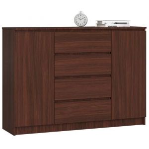 Commode Akord K140 Wengé 138 cm 2 portes 4 tiroirs façade Wengé 4 étagères 138x40x99 cm