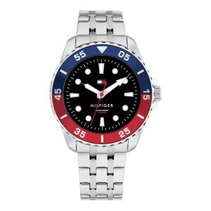 Tommy Hilfiger Montre à Mouvement à Quartz Trois Aiguilles pour la Jeunesse avec Bracelet en Acier Inoxydable Argenté - 1720048