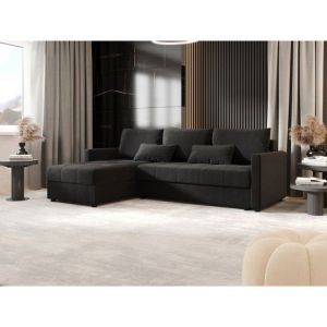 Meublesline Tendencio - Canapé d'angle convertible mosia l Gris Foncé