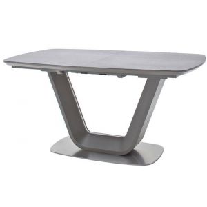 Image de Pegane Table à manger extensible de plateau en cérmaique anthracite - L.160-200 x H.76 x P.90 cm