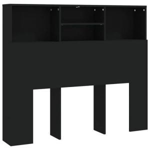 Tête de lit avec rangement accessoire de lit table de chevet etagère 120 par 19 par 103,5 MDF noir