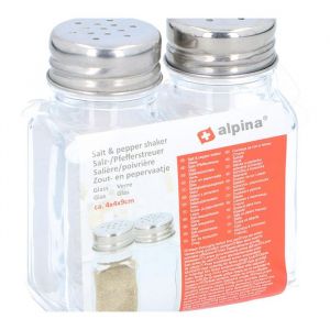 Alpina Pack De Deux Salière Poivrière En Verre Avec Couvercle Ultra Compact Transparent