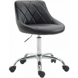Décoshop26 Tabouret de travail confortable pour cabinet médical, salon de beauté en cuir synthétique noir pivotant et réglable TABO
